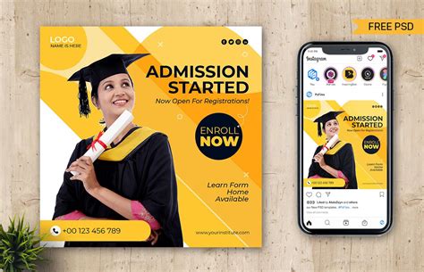 The Post Free College Admission Instagram Post Design Psd Template