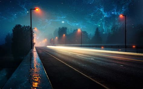 Rainy City Nights Surrealism Graphy Rainy City At Night HD