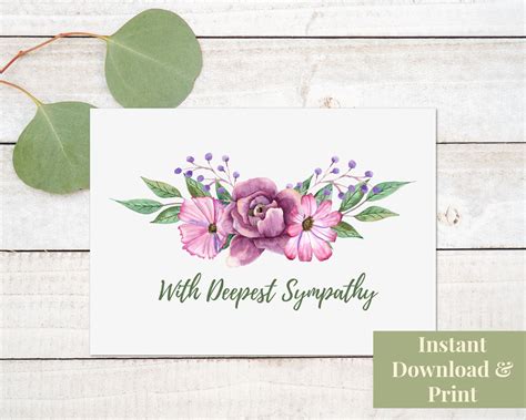 Condolences Card Printable Sympathy Card Printable With Etsy