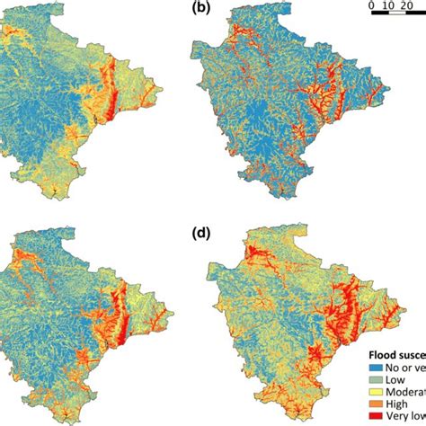 Flood Susceptibility Map Produced Using A Frequency Ratio B Frequency Download Scientific