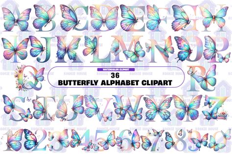 Butterfly Alphabet Clipart Png Graphics Graphic By Kookie House