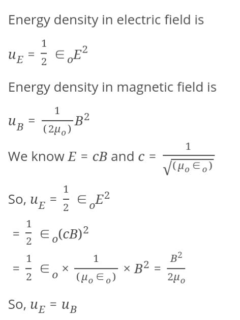 Show That Average Energy Density Of Electric Field Is Equal To Average