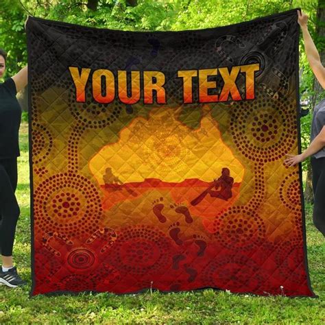 Aio Pride Custom Text Aboriginal Premium Quilt Australian Map With In