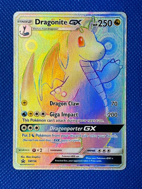 Mavin Dragonite Gx Sm156 Black Star Promo Rainbow Rare Mint Pokémon Card