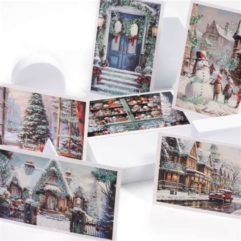 Simli kartpostal yılbaşı kış sokakları Set 6 adet Fiyatı