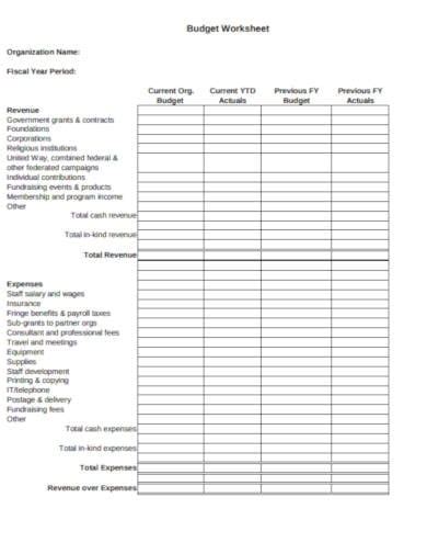 Free 14 Nonprofit Budget Templates In Ms Word Pdf Excel Worksheets Library