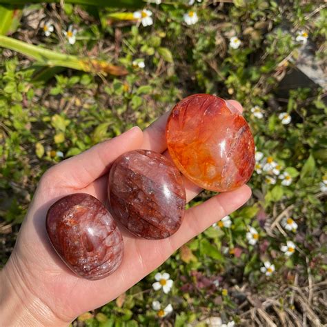 Rainbow Fire Quartz Palm Stone Hematoid Palm Stone Crystal Palm Stone