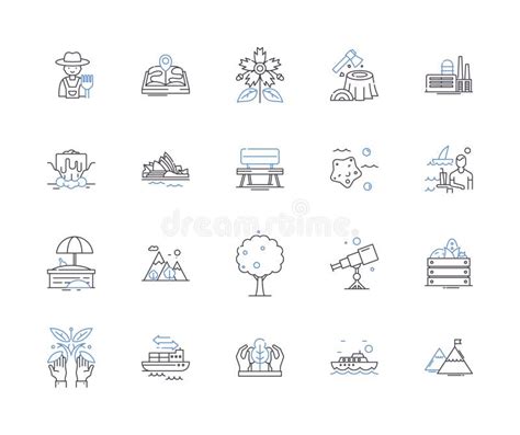 Landscapes And Parks Outline Icons Collection Landscapes Parks