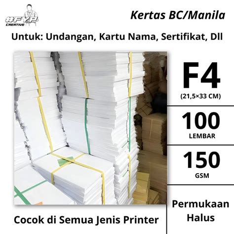 Jual Kertas Bc Brief Card Manila Tebal Ukuran F4 215 Cm × 33 Cm