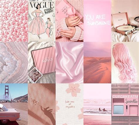 Dreamy Pink Wall Collage Kit Digital Download 70pcs Soft Etsy