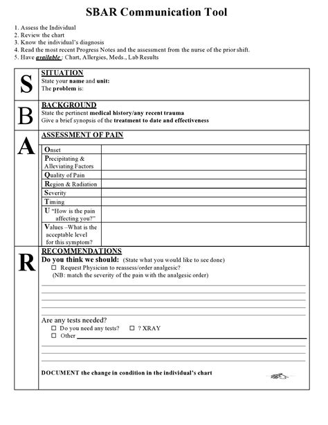 Free Sbar Template Word Pdf