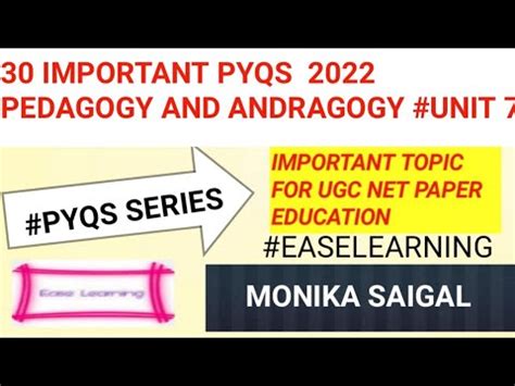 Most Important Pyqs Pedagogy And Andragogy Unit Important Questions