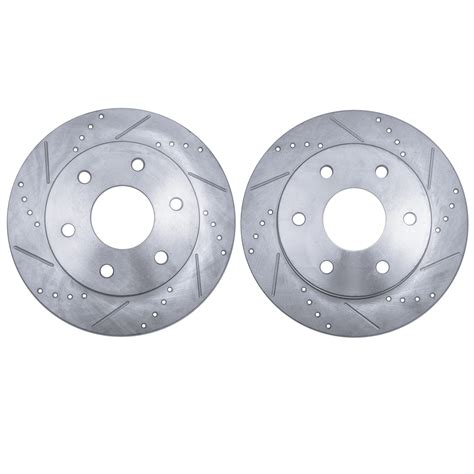 Front Drilled and Slotted Brake Rotors (Pair)