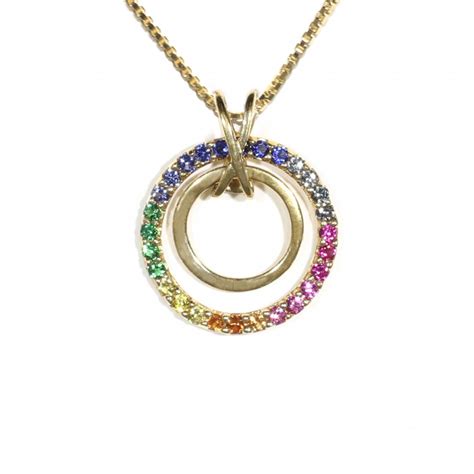 Tamara G Designs Double Circle Rainbow Sapphire Pendant