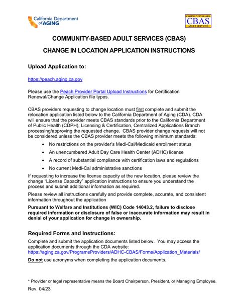 California Community Based Adult Services Cbas Change In Location