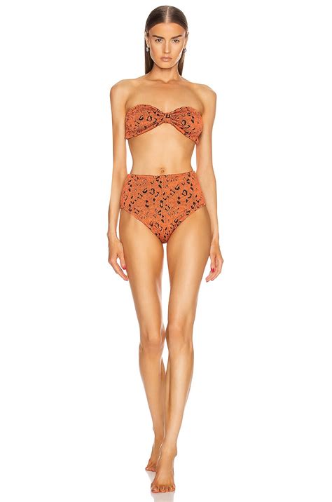 Hunza G Posey Bikini In Metallic Rust Leopard FWRD