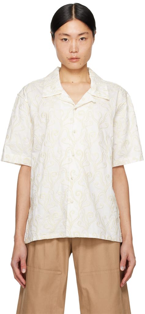 Chemise blanc cassé à motif graphique brodé COMMAS en solde