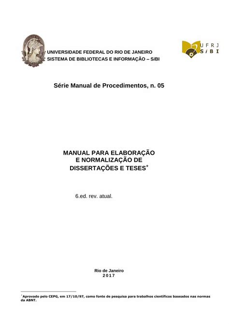 PDF MANUAL PARA ELABORAÇÃO E NORMALIZAÇÃO UNIVERSIDADE FEDERAL DO