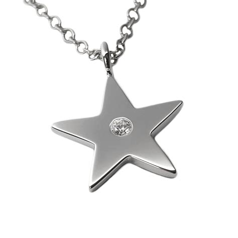 Sterling Silver Diamond Star Necklace Pendant Sterling Silver Etsy