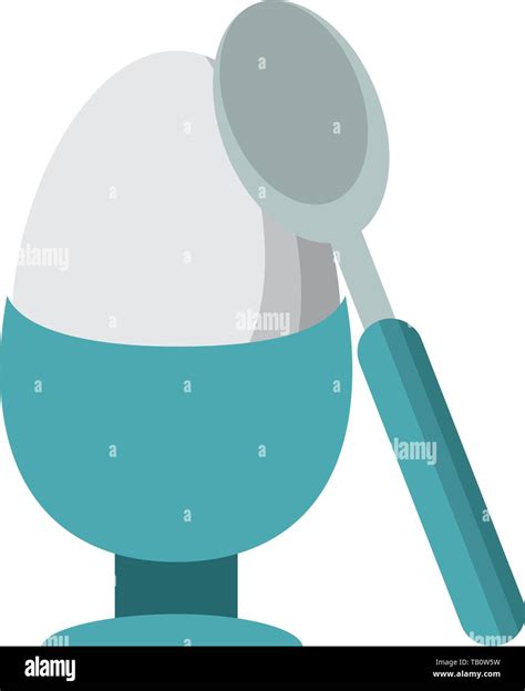 Hard Boiled Egg With Spoon Vector Illustration Stock Vector Image And Art