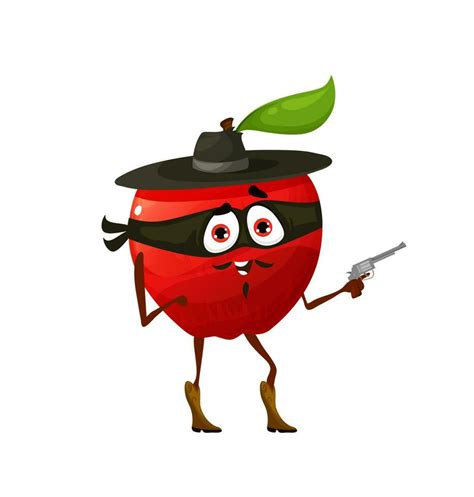 Cartoon Robber Or Gangster Apple Fruit Character 23510045 Vector Art At