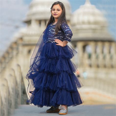 Buy Blue Sequin Girls Lehenga Choli Mumkins