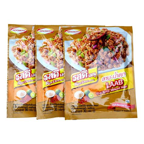 Ajinomoto Rosdee Menu Laab Sbf Namtok Thai Isaan Seasoning Mix Pack Of