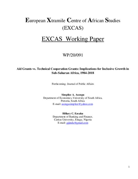 Pdf The Aid Growth Nexus Empirical Evidence From Four Sub Saharan