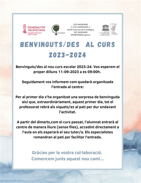 Benvingudes I Benvinguts Al Nou Curs Escolar Ceip Magraner