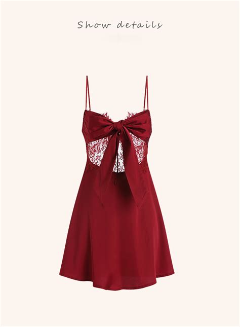 China Wholesale Hot Nighties Women Sexy Sleepwear Silk Satin Bow Knot Bra Slip Night Dress