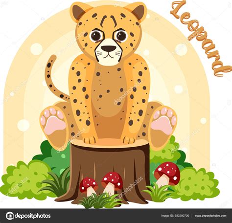 Leopardo Bonito Desenho Animado Ilustra O Estilo Plano Vetor De