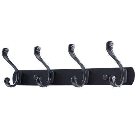 Uxcell 138 Dual 4 Hooks Wall Hooks Coat Rack Coat Hooks Zinc Alloy