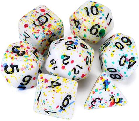 Flashowl Dnd Dice White Spray Dots Dice Sets Colors Dice Sets D D Rpg