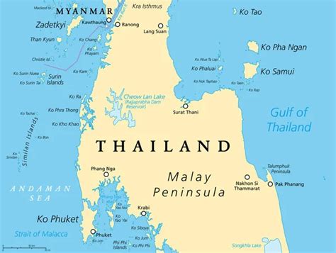 Thailand Political Map From Ko Tao And Ko Samui To Phuket And Phi Phi