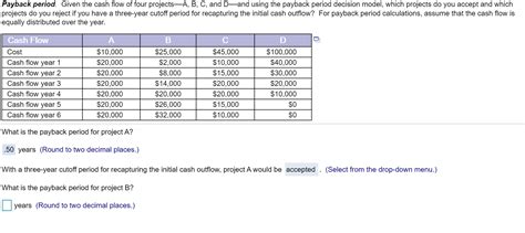 Solved Payback Period Given The Cash Flow Of Four Chegg