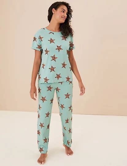 Pure Cotton Star Print Pyjama Set