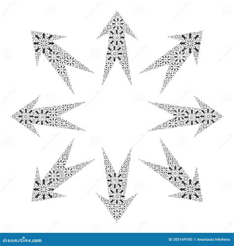 Expand Arrows Fractal Collage Of Itself Icons Stock Vector