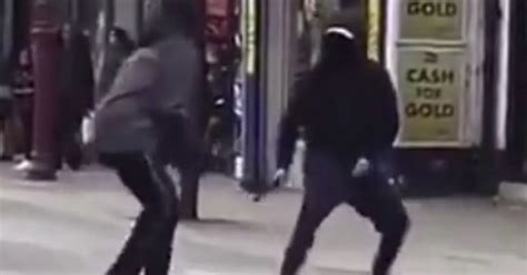 Chilling Moment Machete Fight Breaks Out On High Street As Shoppers Beg