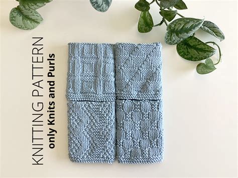 DISHCLOTH SET 8 - 4 beginner knitting patterns - Oh La Lana!