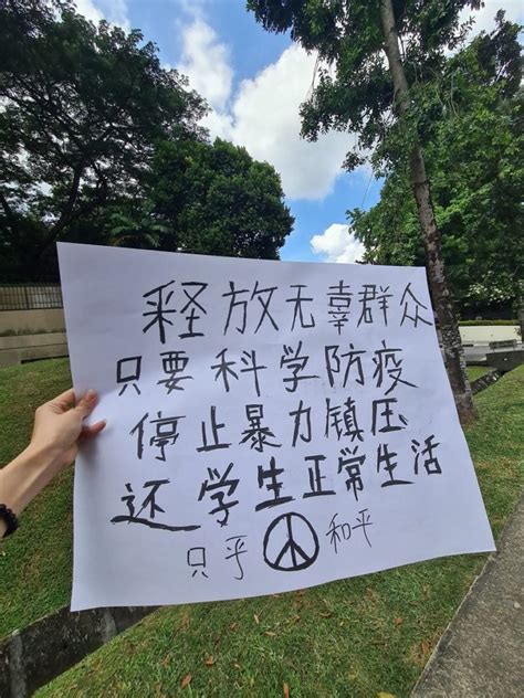 Woman Protests Alone Outside China Embassy In S’pore Without Permit ...