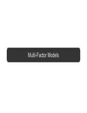 Slides For Week 7 BW For Printing APT And Multi Factor Models Pdf