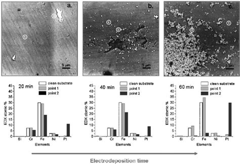 Sem Images And Quantification Results Of The Edx Analysis Of Pt Download Scientific Diagram