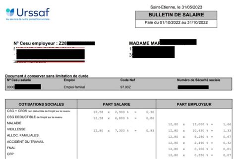 La fiche de paie d un salarié CESU comment ça marche