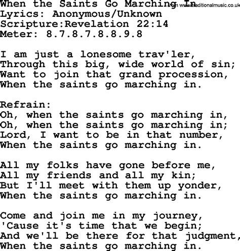 Most Popular Church Hymns And Songs When The Saints Go Marching In