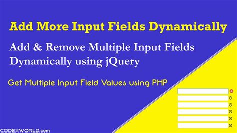 Add Remove Input Fields Dynamically Using Jquery Youtube