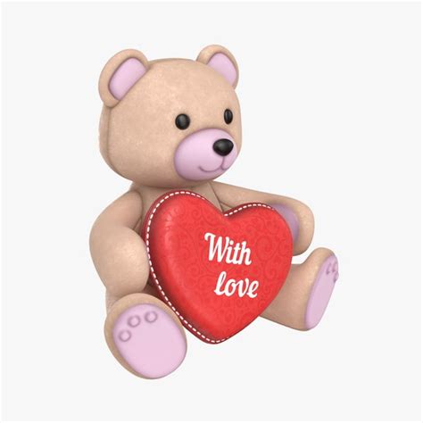 Teddy bear heart rose 3D model - TurboSquid 1248793