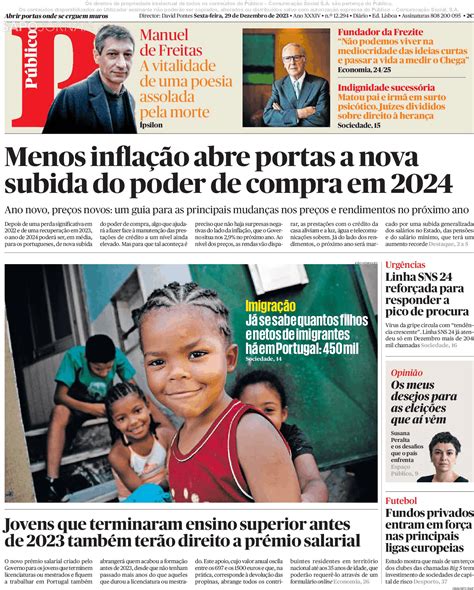 Público 29 dez 2023 Jornais e Revistas SAPO pt Última hora e