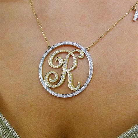 14kt Gold Diamond Initial Necklace Personalized Initial Etsy Uk