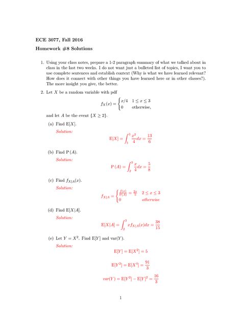 Hw Fa Soln Homework Solutions Ece Fall Homework