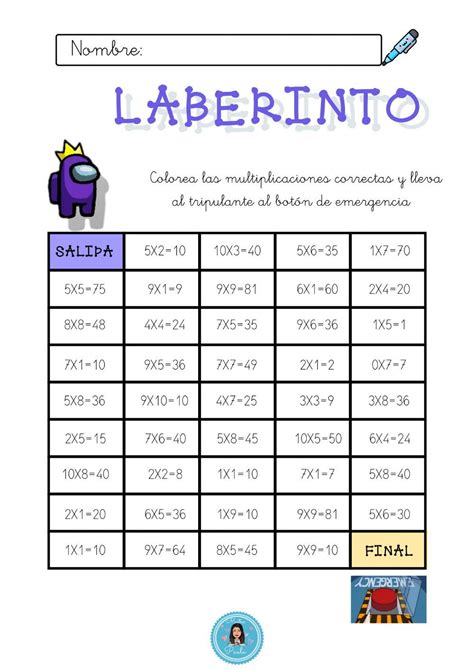 Laberinto De Multiplicaciones Among Us Worksheet Artofit